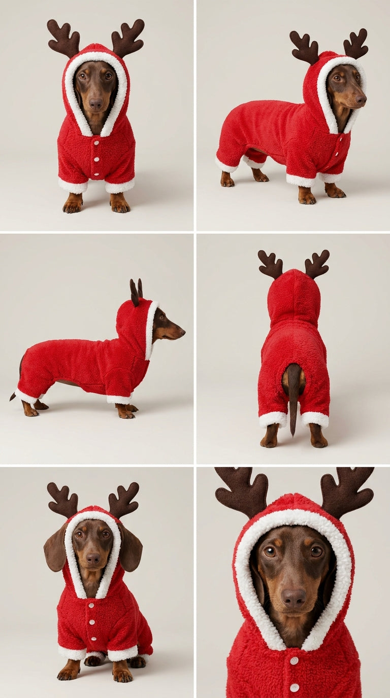 Cozy Reindeer Dog Costume โ Christmas Hoodie Onesie