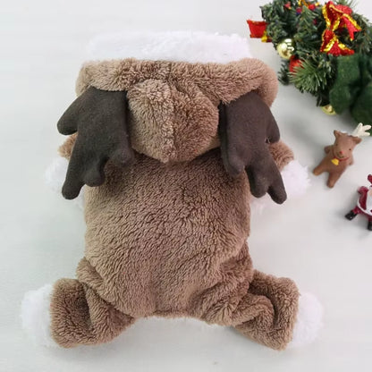 Christmas Dog Clothes Winter Warm Coral Velvet Elk Hoodies Pet Clothes for Small Dog Chihuahua Christmas Dog Costume Ropa Perro